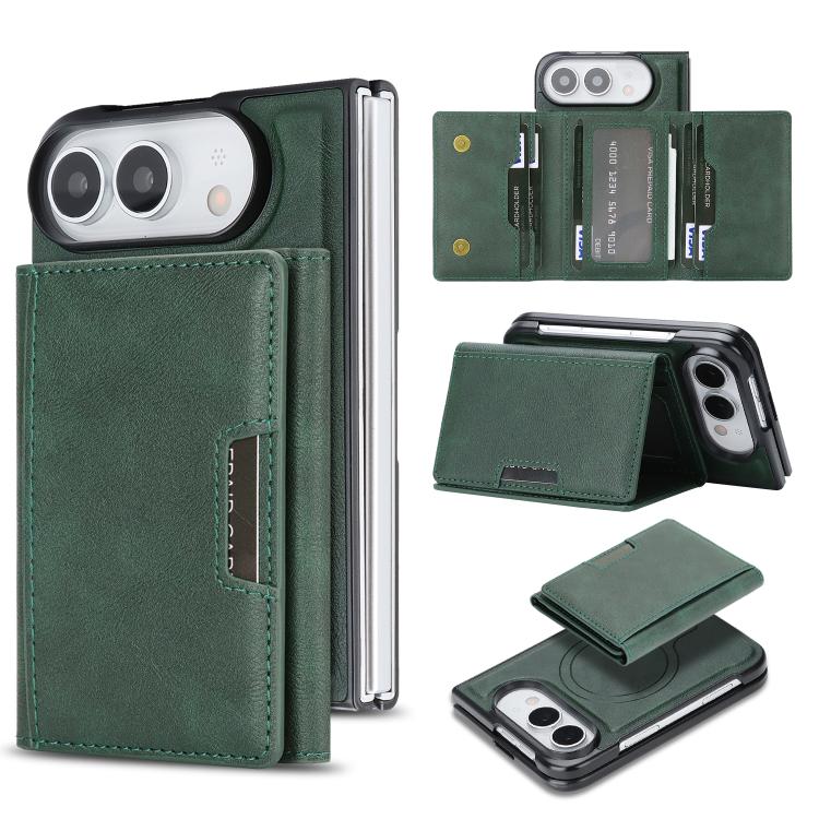 Kalebol Strong Magnetic MagSafe Tri-Fold Wallet Leather Phone Case, For iPhone Duo, For iPhone 18 Pro, For iPhone 18 Pro Max, For iPhone 17e / 16e
