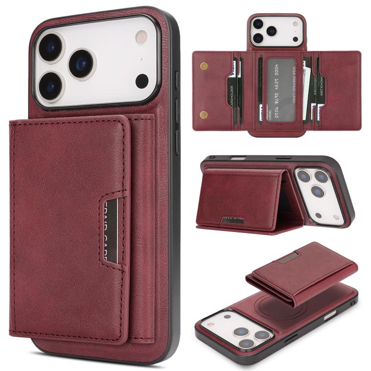 Kalebol Strong Magnetic MagSafe Tri-Fold Wallet Leather Phone Case, For iPhone Duo, For iPhone 18 Pro, For iPhone 18 Pro Max, For iPhone 17e / 16e