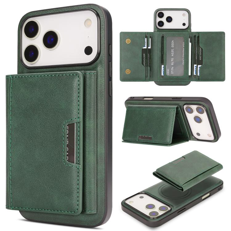 Kalebol Strong Magnetic MagSafe Tri-Fold Wallet Leather Phone Case, For iPhone Duo, For iPhone 18 Pro, For iPhone 18 Pro Max, For iPhone 17e / 16e