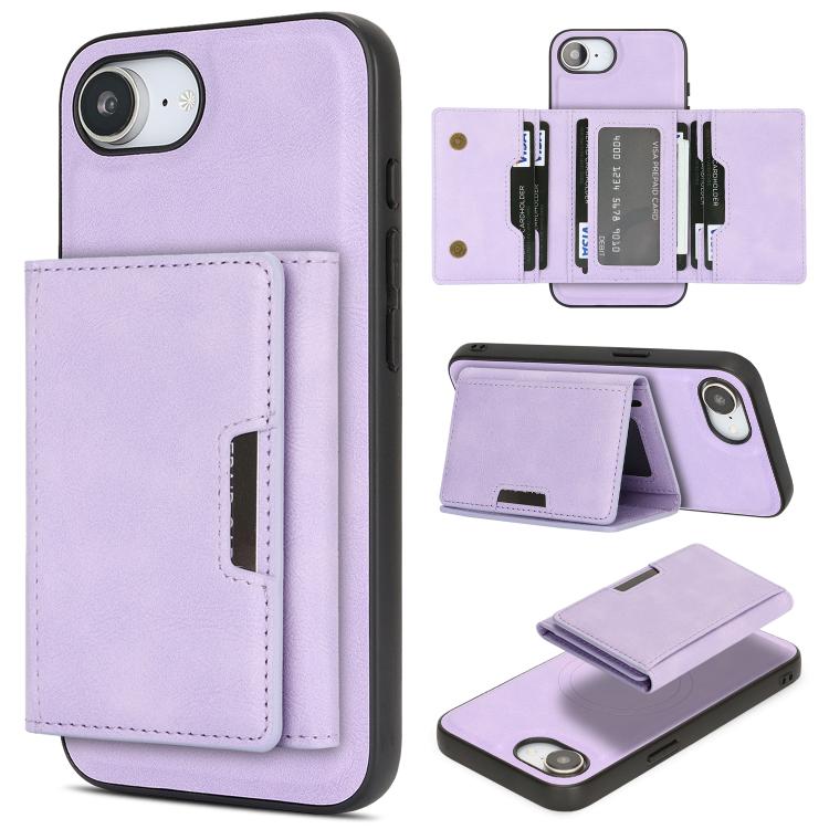Kalebol Strong Magnetic MagSafe Tri-Fold Wallet Leather Phone Case, For iPhone Duo, For iPhone 18 Pro, For iPhone 18 Pro Max, For iPhone 17e / 16e