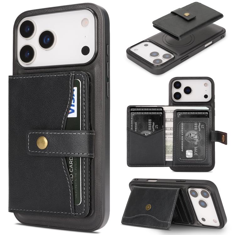 Kalebol Magnetic Leather Phone Case with Card Slot for iPhone 17 Pro