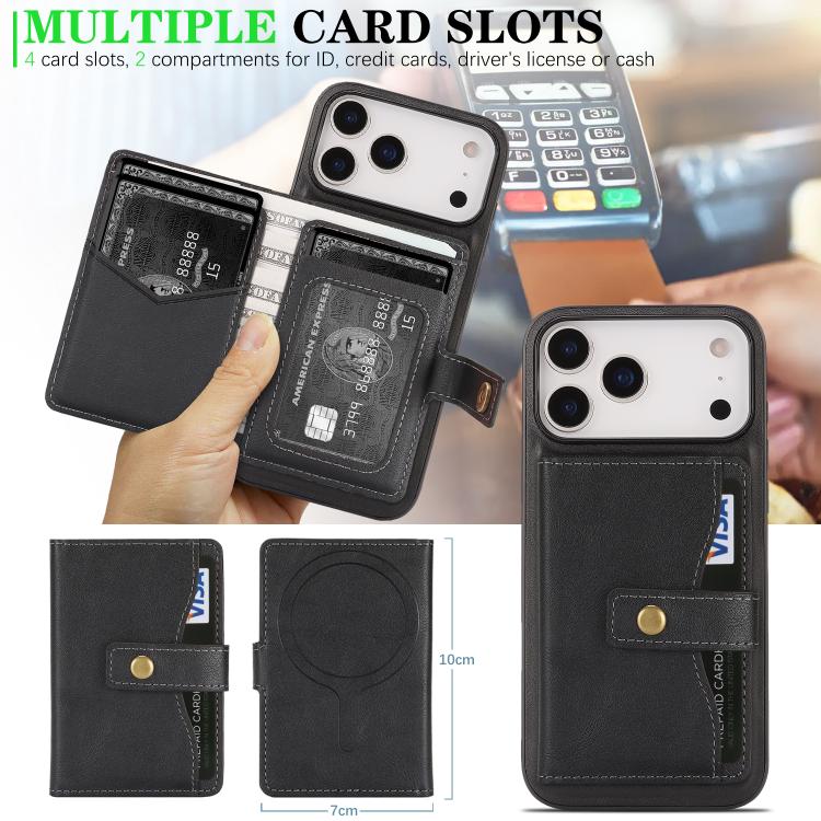 Kalebol Magnetic Leather Phone Case with Card Slot for iPhone 17 Pro