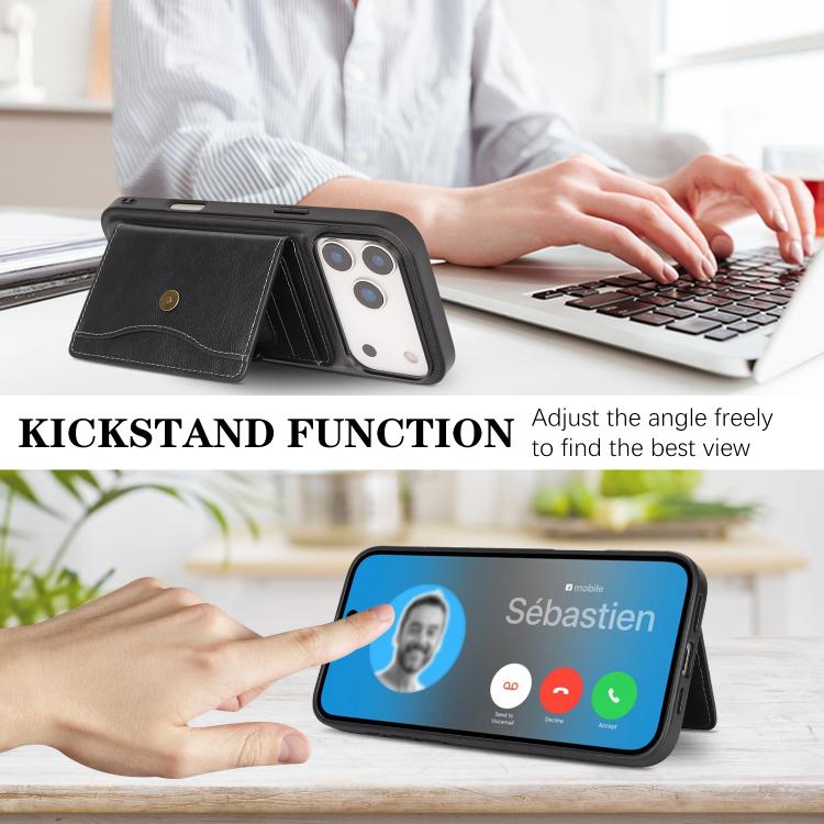 Kalebol Magnetic Leather Phone Case with Card Slot for iPhone 17 Pro