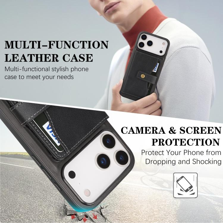 Kalebol Magnetic Leather Phone Case with Card Slot for iPhone 17 Pro