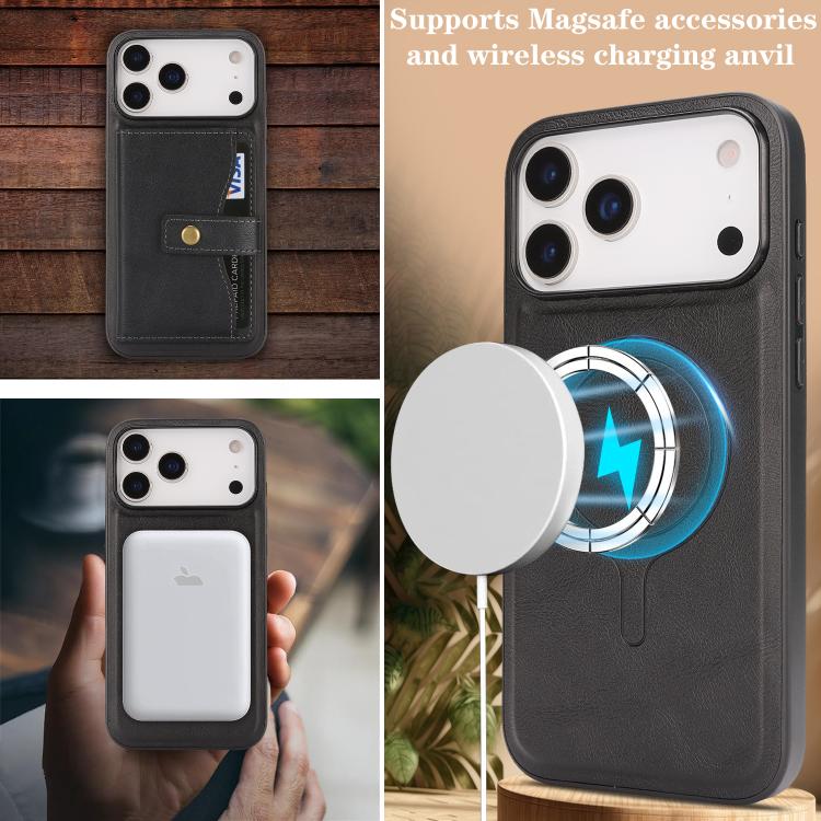 Kalebol Magnetic Leather Phone Case with Card Slot for iPhone 17 Pro