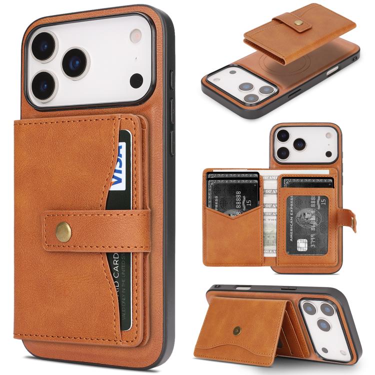 Kalebol Magnetic Leather Phone Case with Card Slot for iPhone 17 Pro
