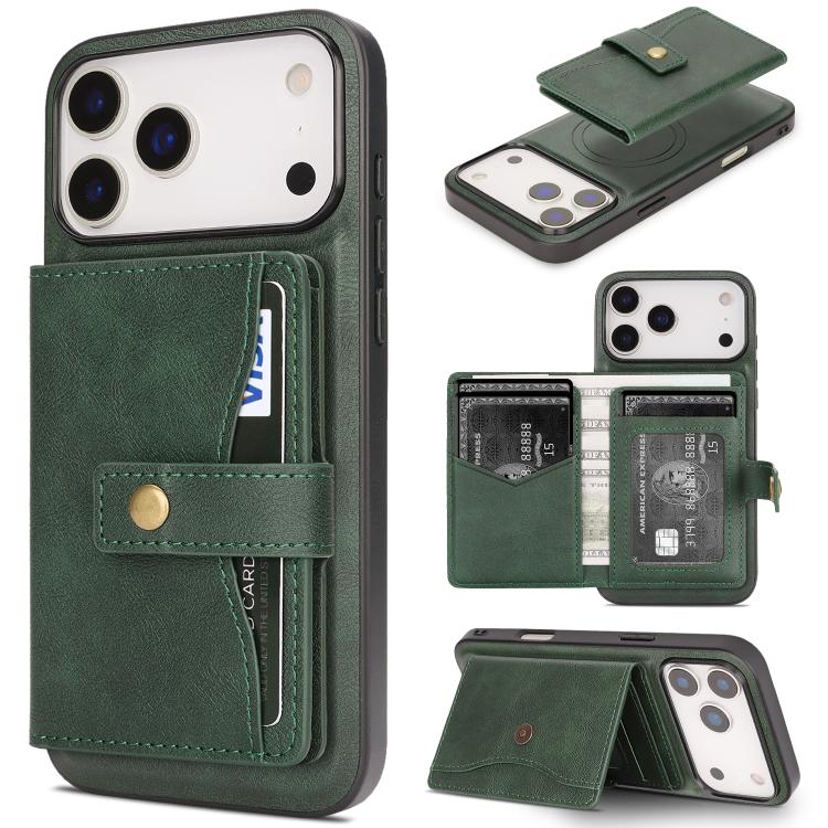 Kalebol Magnetic Leather Phone Case with Card Slot for iPhone 17 Pro