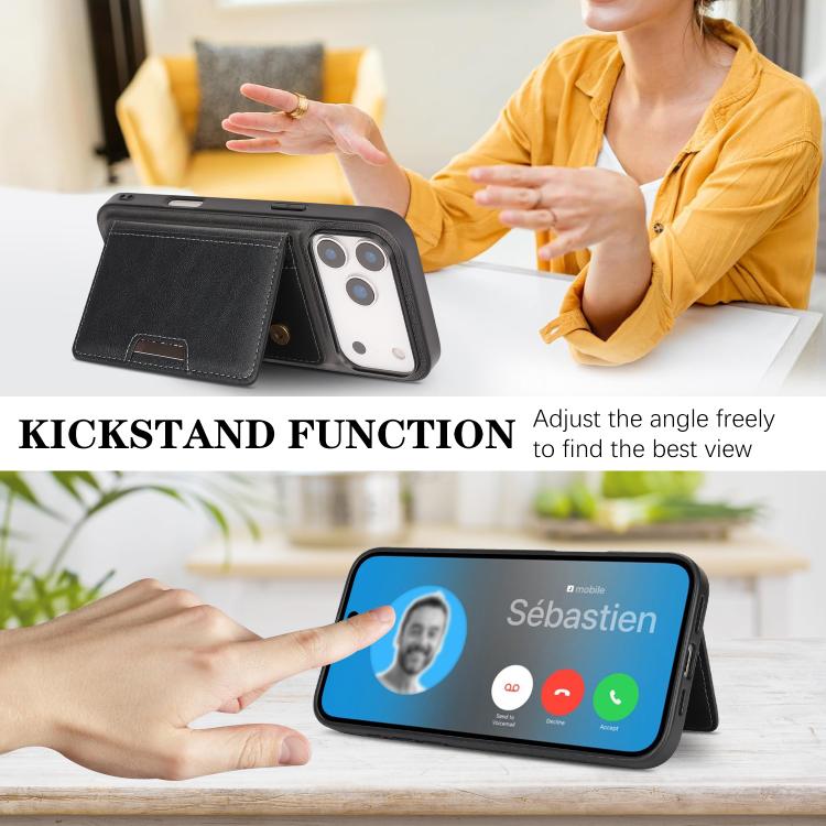 Kalebol Strong MagSafe Magnetic Two-Fold Card Bag Leather Phone Case, For iPhone 17 Pro Max, For iPhone 17 Pro, For iPhone 17, For iPhone 17 Air