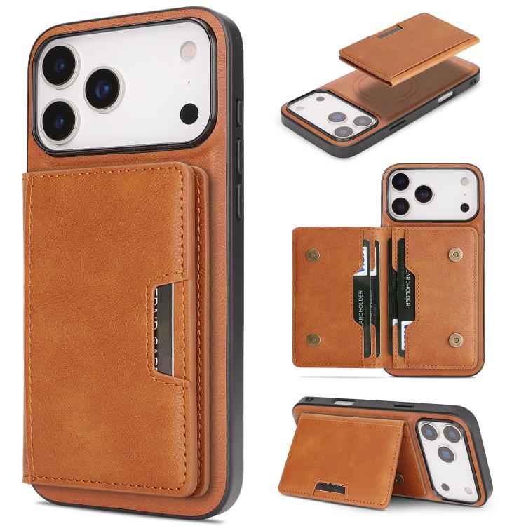 Kalebol Strong MagSafe Magnetic Two-Fold Card Bag Leather Phone Case, For iPhone 17 Pro Max, For iPhone 17 Pro, For iPhone 17, For iPhone 17 Air