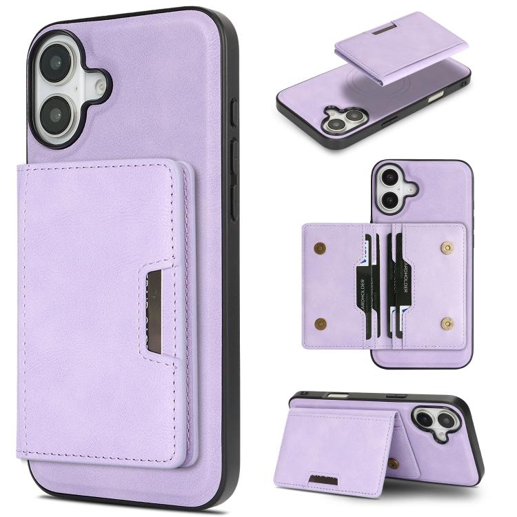 Kalebol Strong MagSafe Magnetic Two-Fold Card Bag Leather Phone Case, For iPhone 17 Pro Max, For iPhone 17 Pro, For iPhone 17, For iPhone 17 Air
