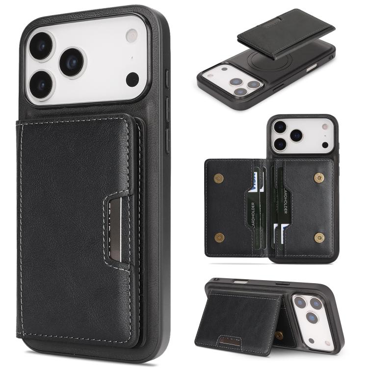 Kalebol Strong MagSafe Magnetic Two-Fold Card Bag Leather Phone Case, For iPhone 17 Pro Max, For iPhone 17 Pro, For iPhone 17, For iPhone 17 Air