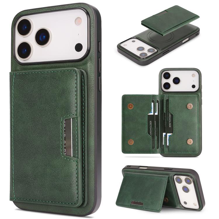 Kalebol Strong MagSafe Magnetic Two-Fold Card Bag Leather Phone Case, For iPhone 17 Pro Max, For iPhone 17 Pro, For iPhone 17, For iPhone 17 Air