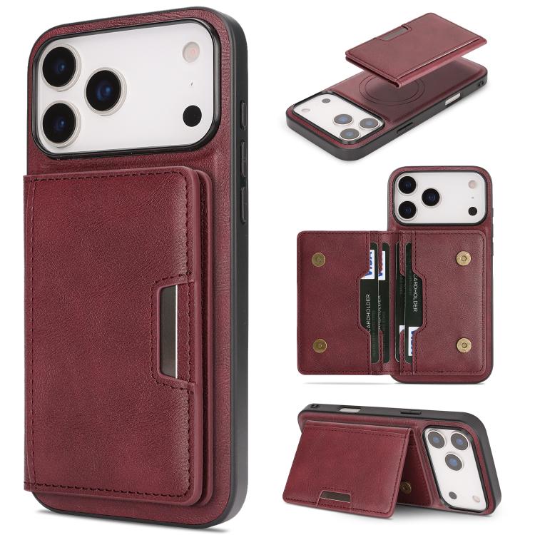Kalebol Strong MagSafe Magnetic Two-Fold Card Bag Leather Phone Case, For iPhone 17 Pro Max, For iPhone 17 Pro, For iPhone 17, For iPhone 17 Air