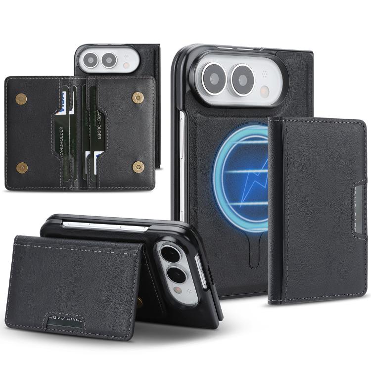 Kalebol Strong MagSafe Magnetic Two-Fold Card Bag Leather Phone Case, For iPhone 17 Pro Max, For iPhone 17 Pro, For iPhone 17, For iPhone 17 Air
