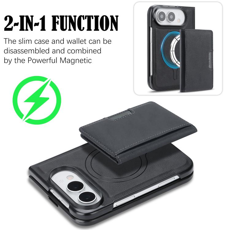 Kalebol Strong MagSafe Magnetic Two-Fold Card Bag Leather Phone Case, For iPhone 17 Pro Max, For iPhone 17 Pro, For iPhone 17, For iPhone 17 Air