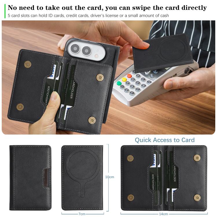 Kalebol Strong MagSafe Magnetic Two-Fold Card Bag Leather Phone Case, For iPhone 17 Pro Max, For iPhone 17 Pro, For iPhone 17, For iPhone 17 Air