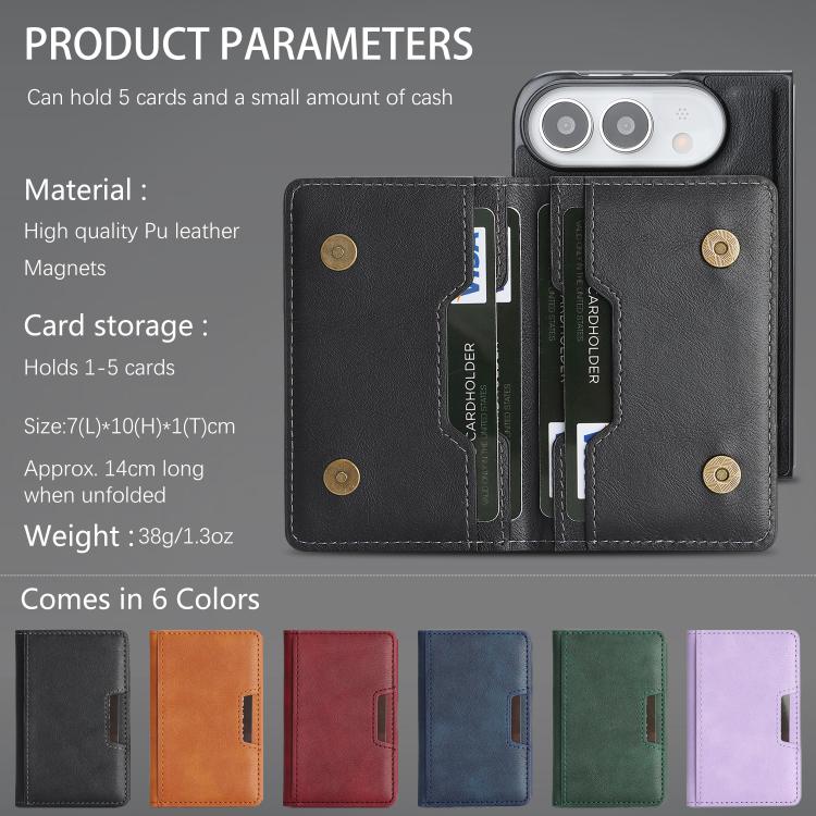 Kalebol Strong MagSafe Magnetic Two-Fold Card Bag Leather Phone Case, For iPhone 17 Pro Max, For iPhone 17 Pro, For iPhone 17, For iPhone 17 Air