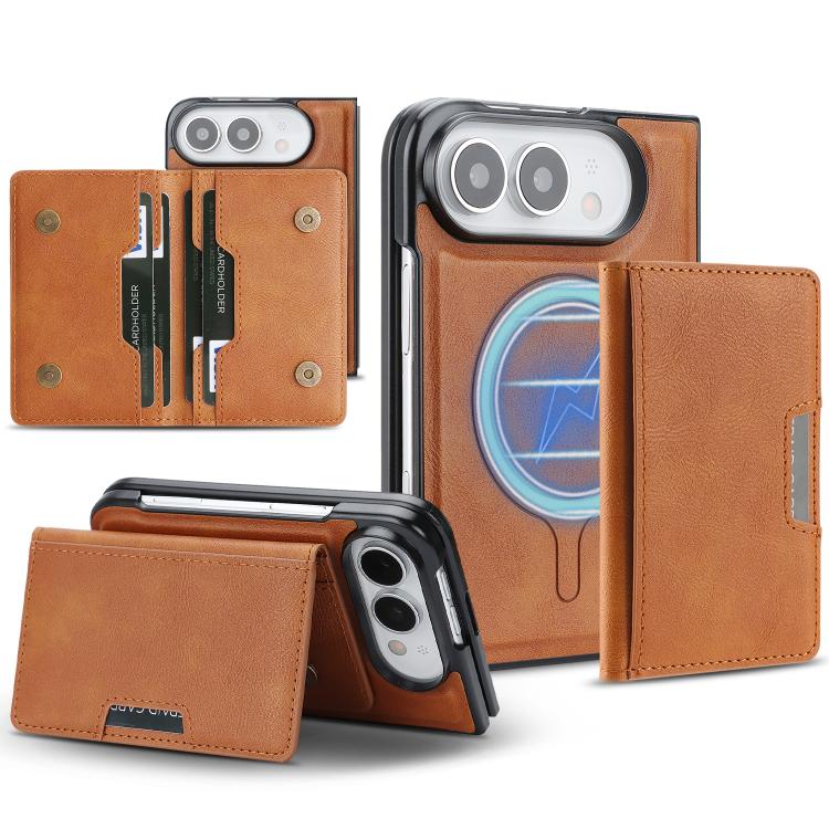 Kalebol Strong MagSafe Magnetic Two-Fold Card Bag Leather Phone Case, For iPhone 17 Pro Max, For iPhone 17 Pro, For iPhone 17, For iPhone 17 Air