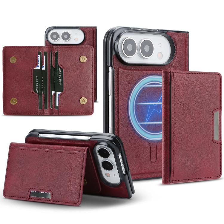 Kalebol Strong MagSafe Magnetic Two-Fold Card Bag Leather Phone Case, For iPhone 17 Pro Max, For iPhone 17 Pro, For iPhone 17, For iPhone 17 Air