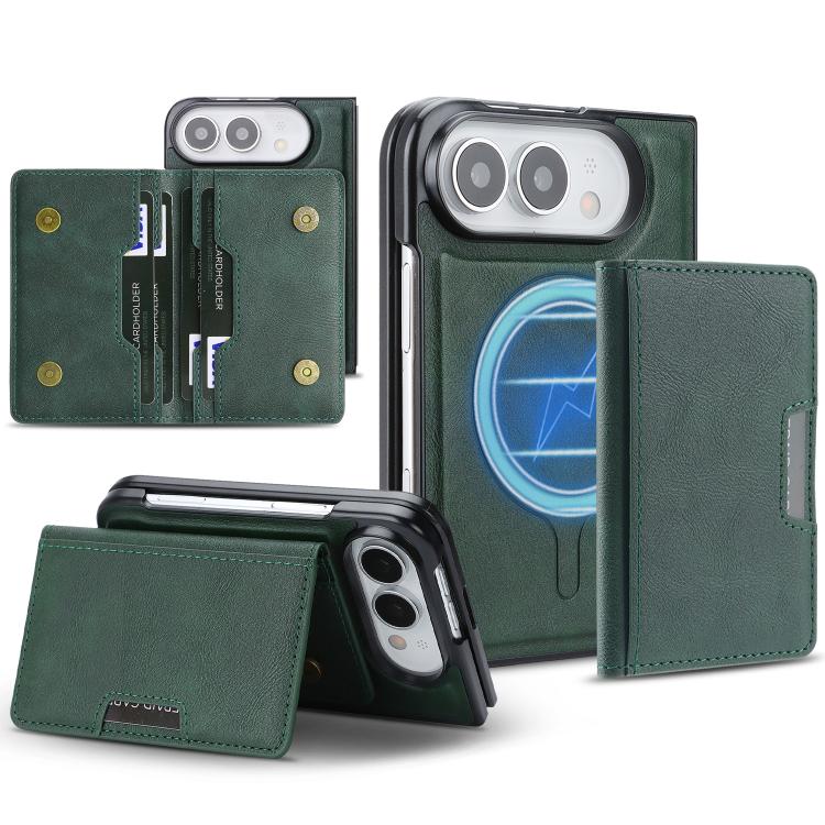 Kalebol Strong MagSafe Magnetic Two-Fold Card Bag Leather Phone Case, For iPhone 17 Pro Max, For iPhone 17 Pro, For iPhone 17, For iPhone 17 Air