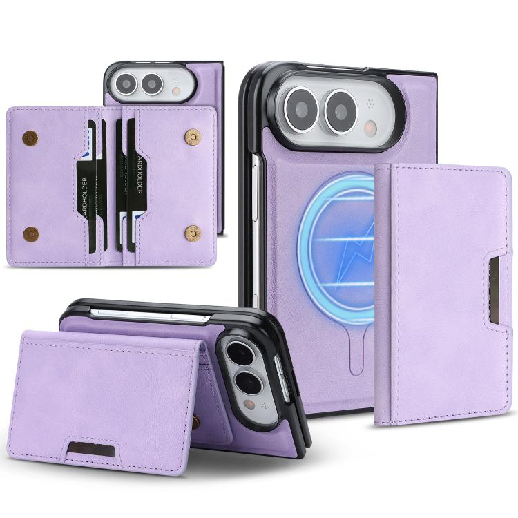 Kalebol Strong MagSafe Magnetic Two-Fold Card Bag Leather Phone Case, For iPhone 17 Pro Max, For iPhone 17 Pro, For iPhone 17, For iPhone 17 Air
