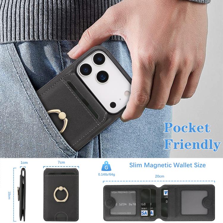 Kalebol Strong MagSafe Ring Magnetic Card Bag Holder Leather Phone Case, For iPhone 17 Pro Max, For iPhone 17 Pro, For iPhone 17, For iPhone 17 Air