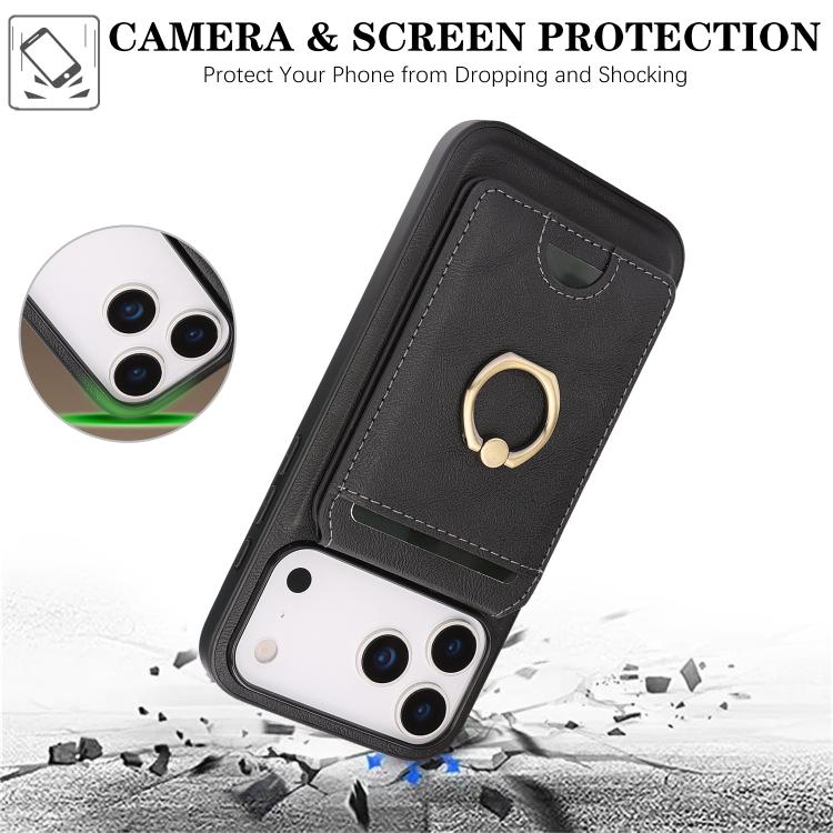 Kalebol Strong MagSafe Ring Magnetic Card Bag Holder Leather Phone Case, For iPhone 17 Pro Max, For iPhone 17 Pro, For iPhone 17, For iPhone 17 Air