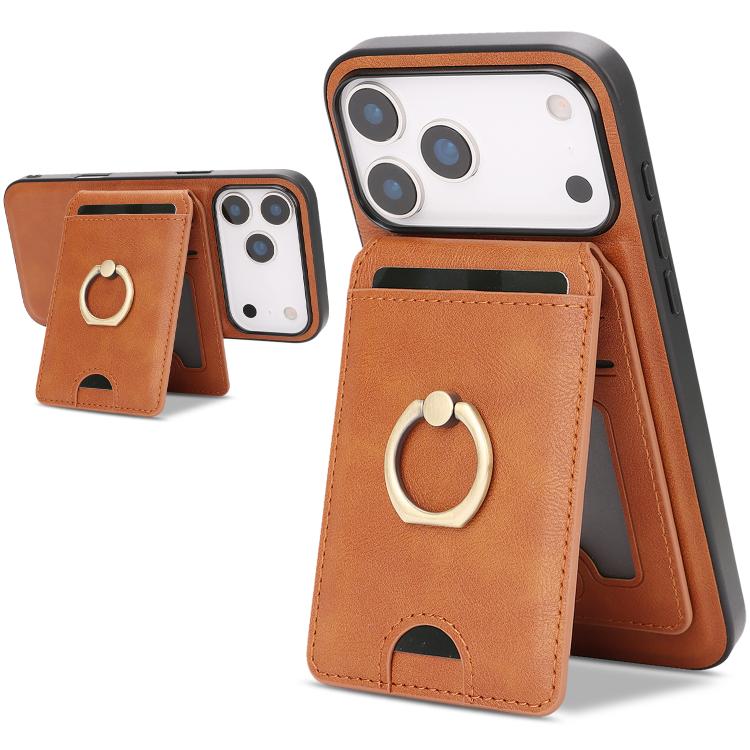 Kalebol Strong MagSafe Ring Magnetic Card Bag Holder Leather Phone Case, For iPhone 17 Pro Max, For iPhone 17 Pro, For iPhone 17, For iPhone 17 Air