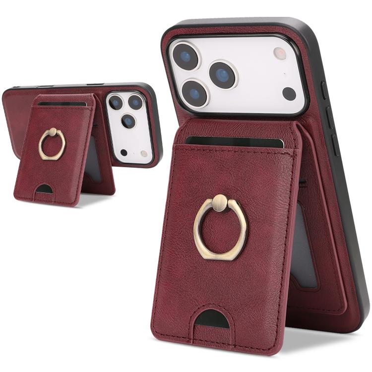 Kalebol Strong MagSafe Ring Magnetic Card Bag Holder Leather Phone Case, For iPhone 17 Pro Max, For iPhone 17 Pro, For iPhone 17, For iPhone 17 Air