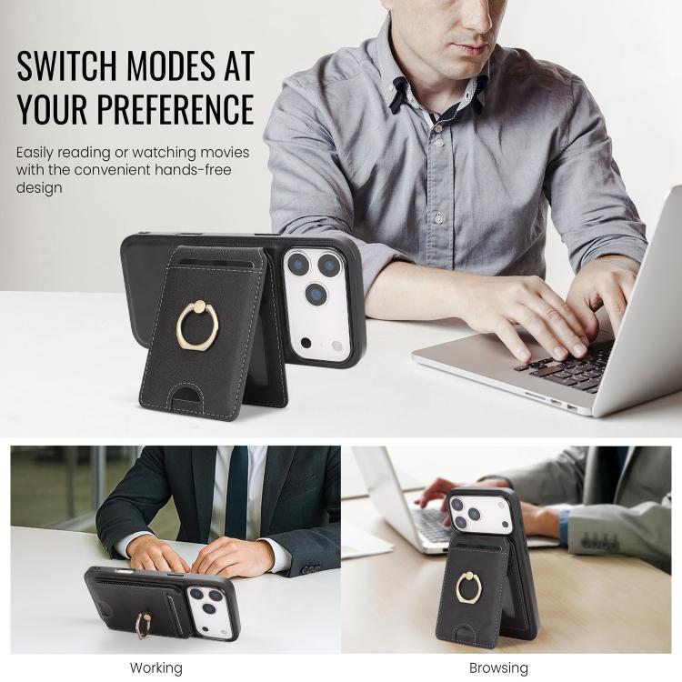 Kalebol MagSafe Ring Magnetic Leather Phone Case for iPhone 17 Pro