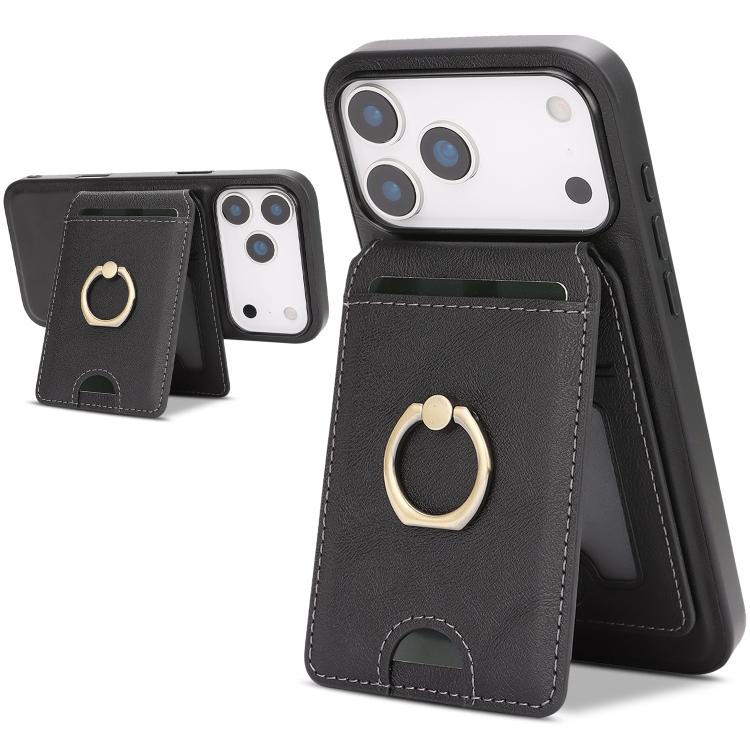 Kalebol Strong MagSafe Ring Magnetic Card Bag Holder Leather Phone Case, For iPhone 17 Pro Max, For iPhone 17 Pro, For iPhone 17, For iPhone 17 Air