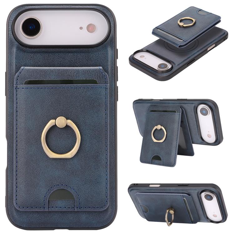 Kalebol Strong MagSafe Ring Magnetic Card Bag Holder Leather Phone Case, For iPhone 17 Pro Max, For iPhone 17 Pro, For iPhone 17, For iPhone 17 Air