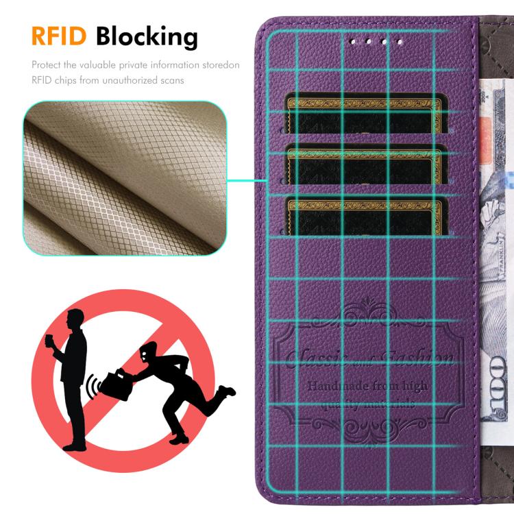 ENKAY RFID Blocking Wallet Kickstand Litchi Texture Leather Phone Case, For iPhone 16