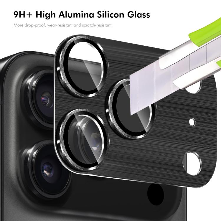 ENKAY Anti-reflection Camera Lens Brushed Aluminium Alloy Tempered Glass Film, For iPhone 17 Pro Max, For iPhone 17 Pro