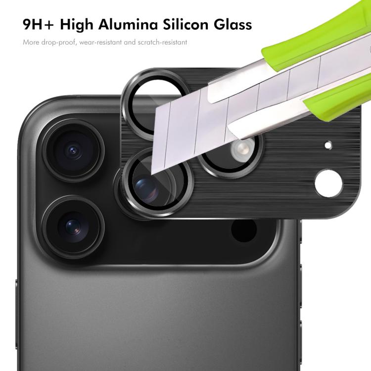 ENKAY Anti-reflection Camera Lens Brushed Aluminium Alloy Tempered Glass Film, For iPhone 17 Pro Max, For iPhone 17 Pro