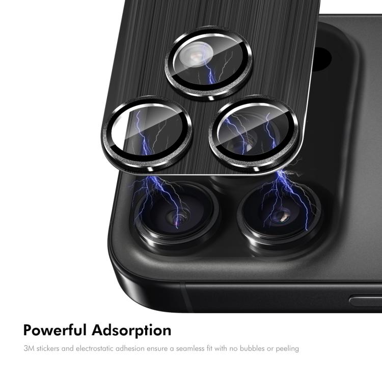 ENKAY Anti-reflection Camera Lens Brushed Aluminium Alloy Tempered Glass Film, For iPhone 17 Pro Max, For iPhone 17 Pro