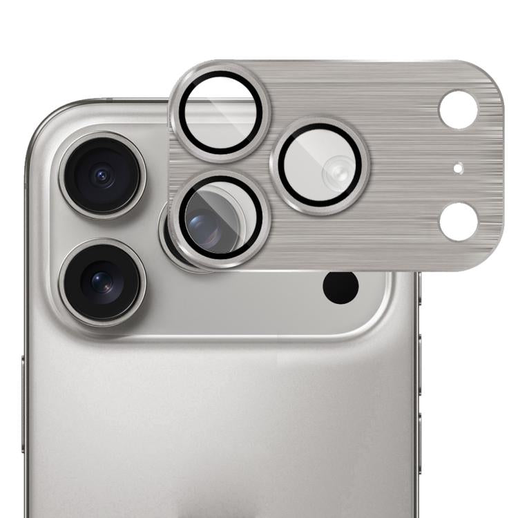 ENKAY Anti-reflection Camera Lens Brushed Aluminium Alloy Tempered Glass Film, For iPhone 17 Pro Max, For iPhone 17 Pro