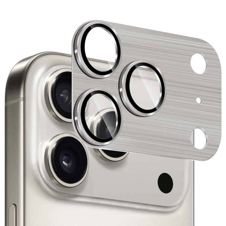 ENKAY Anti-reflection Camera Lens Brushed Aluminium Alloy Tempered Glass Film, For iPhone 17 Pro Max, For iPhone 17 Pro