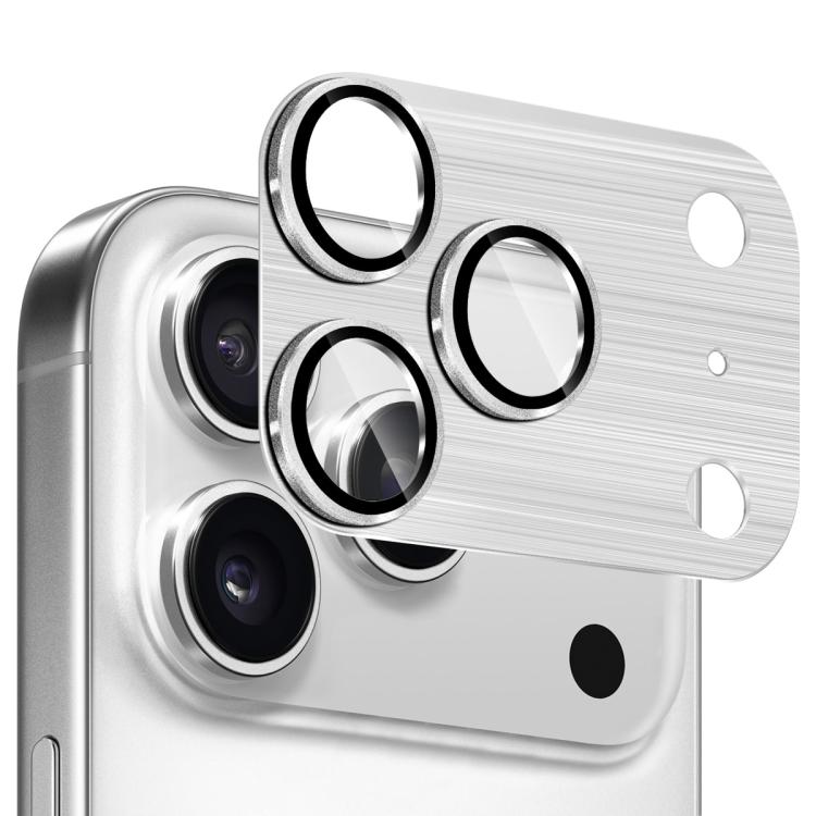 ENKAY Anti-reflection Camera Lens Brushed Aluminium Alloy Tempered Glass Film, For iPhone 17 Pro Max, For iPhone 17 Pro