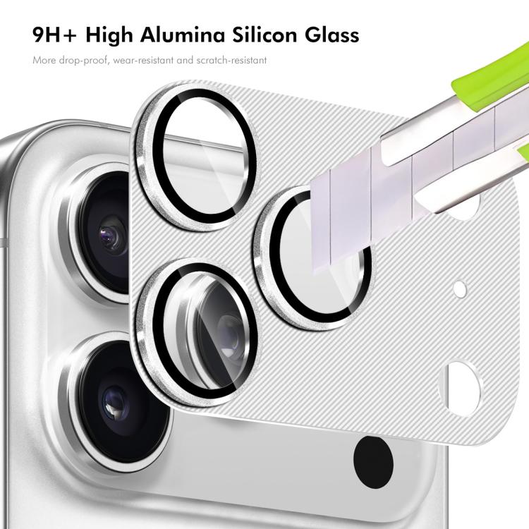 ENKAY CD Texture Aluminium Alloy Tempered Glass Lens Cover Film, For iPhone 17 Pro Max, For iPhone 17 Pro