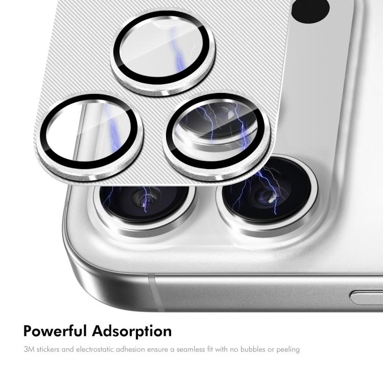 ENKAY CD Texture Aluminium Alloy Tempered Glass Lens Cover Film, For iPhone 17 Pro Max, For iPhone 17 Pro