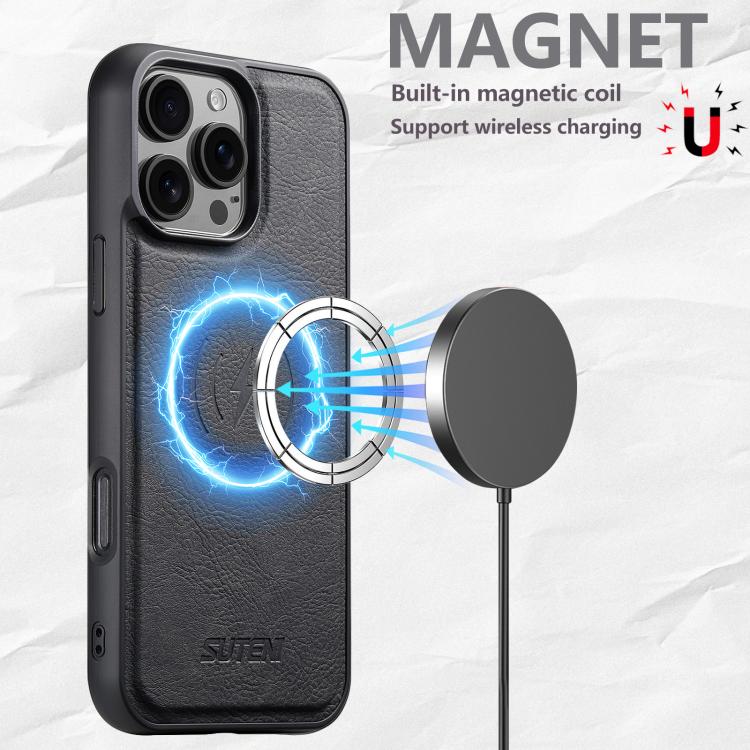 Suteni G5 Litchi Leather Magnetic MagSafe Phone Case, For iPhone 14 Plus, For iPhone 14, For iPhone 14 Pro, For iPhone 14 Pro Max, For iPhone 13 Pro Max, For iPhone 13 Pro, For iPhone 13