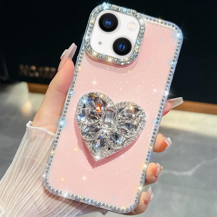 Diamond Glitter Gemstone Heart Holder Phone Case, For iPhone 13