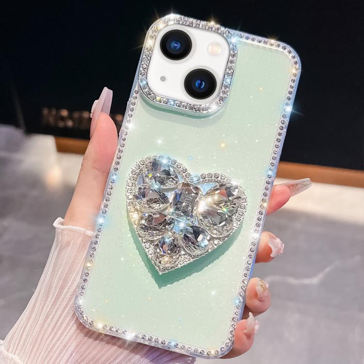Diamond Glitter Gemstone Heart Holder Phone Case, For iPhone 13