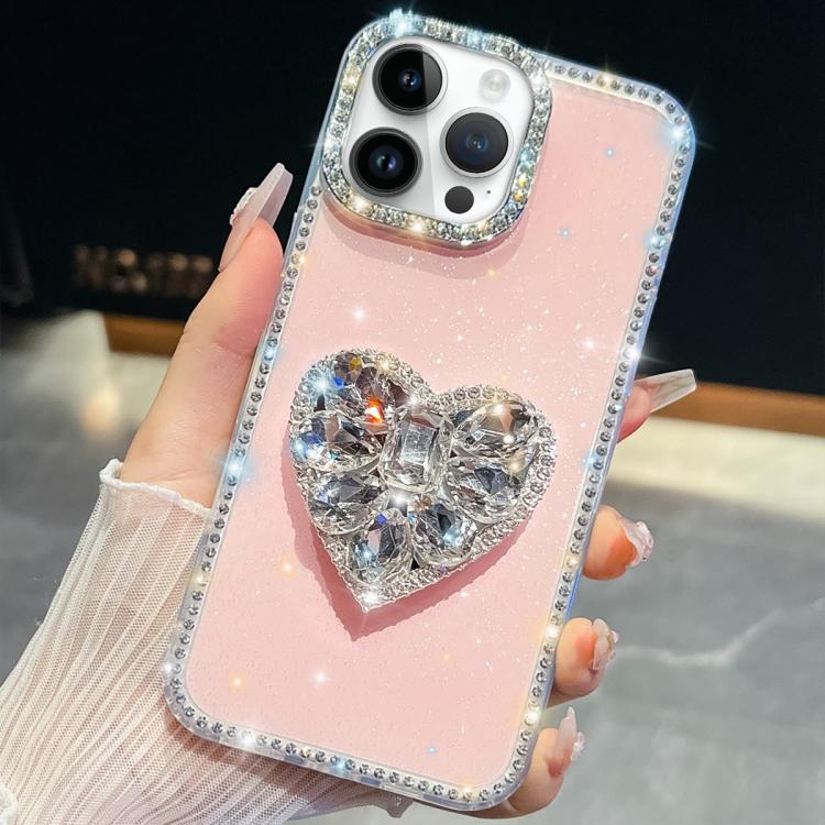 Diamond Glitter Gemstone Heart Holder Phone Case, For iPhone 14 Pro, For iPhone 14 Pro Max, For iPhone 13 Pro Max, For iPhone 13 Pro