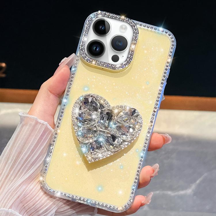 Diamond Glitter Gemstone Heart Holder Phone Case, For iPhone 14 Pro, For iPhone 14 Pro Max, For iPhone 13 Pro Max, For iPhone 13 Pro