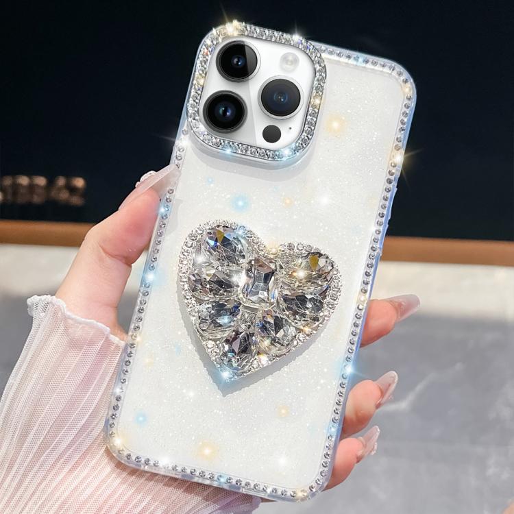 Diamond Glitter Gemstone Heart Holder Phone Case, For iPhone 14 Pro, For iPhone 14 Pro Max, For iPhone 13 Pro Max, For iPhone 13 Pro