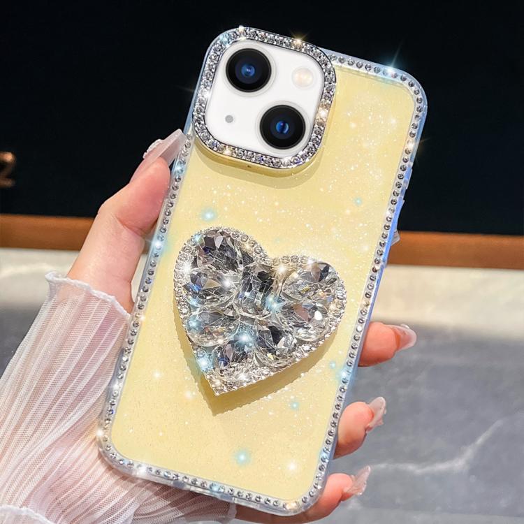 Diamond Glitter Gemstone Heart Holder Phone Case, For iPhone 15 Pro Max, For iPhone 15 Pro, For iPhone 15, For iPhone 14
