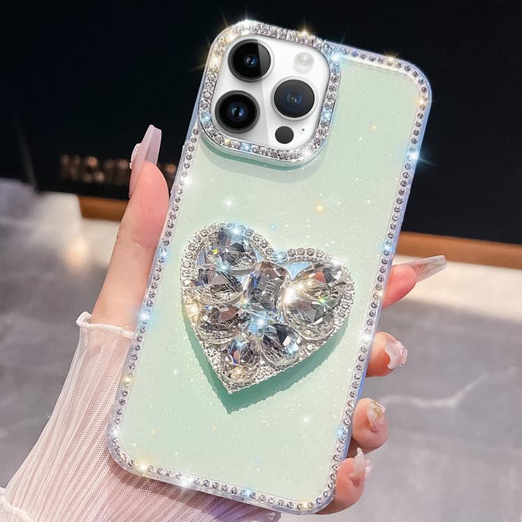 Diamond Glitter Gemstone Heart Holder Phone Case, For iPhone 14 Pro, For iPhone 14 Pro Max, For iPhone 13 Pro Max, For iPhone 13 Pro