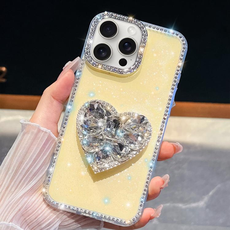 Diamond Glitter Gemstone Heart Holder Phone Case, For iPhone 15 Pro Max, For iPhone 15 Pro, For iPhone 15, For iPhone 14